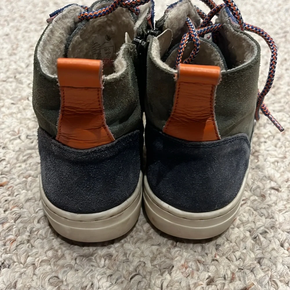 Mini Boden Boys Suede Chukka Boots Sz EU 37 US 5 Lace Side Zip Camo